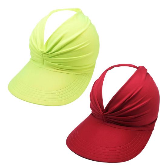 Women Sport Hat with UPF 50+ UV Protection, Sweat-Wicking Fabric Open-Top Design Sun Visor Hat, Wide Brim Ponytail Friendly Beach Hat