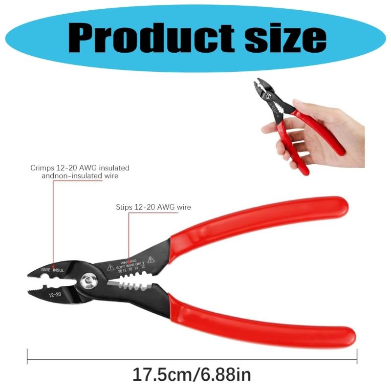 Professional 7Inch Electrical Wire Stripper With Stripping Crimping Cutting Splicing Function Heavy Duty Ergonomic Grip