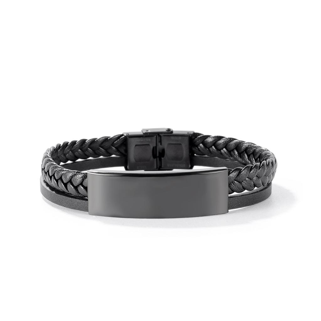New Arrival Hiphop Leather Woven Bracelet Retro Hand Jewelry Titanium Steel Clasp Fashion Adjustable Bracelet Men Gift