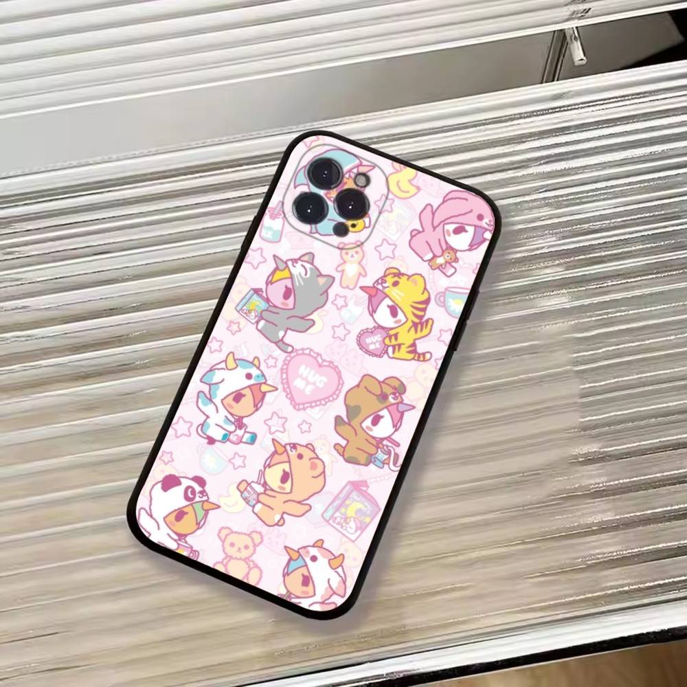 Japan T-Tokidokis Phone Case For iPhone 17,16,15,14,13,12,11 Plus,Pro Max,XS,Soft Silicone Black Cover