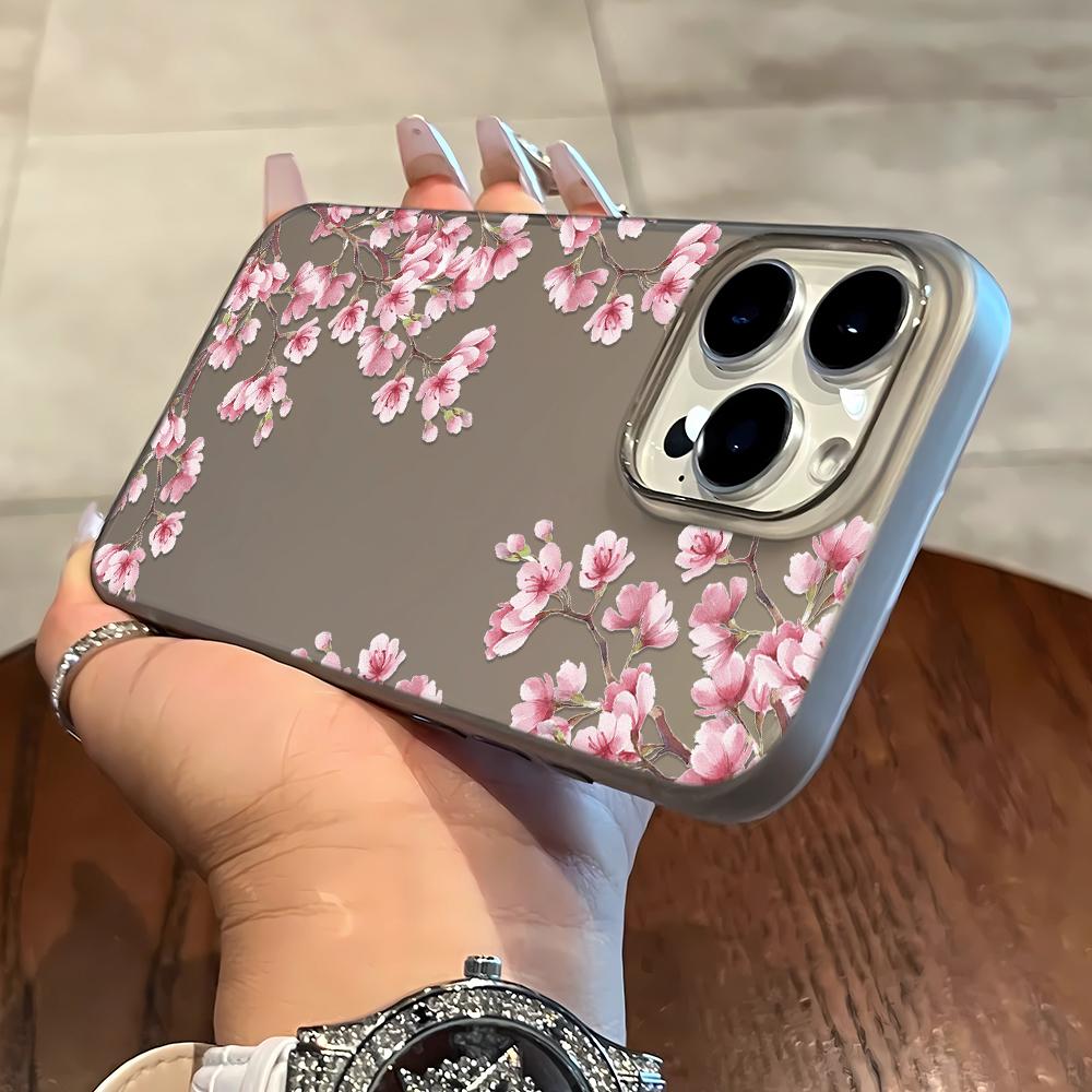 

Pink Plum Blossom Pattern Phone Case For IPhone 17 Air 16 14 15 Pro Plus 13 12 11 Pro Max Shockproof Silicone Phone Cover Fundas iphone 11 Pro