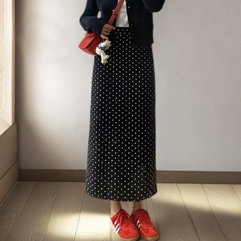 2026 Damen High-Waist A-Linien Polka Dot Midi-Rock mit Schlitz - Neuer Sommer-Artikel