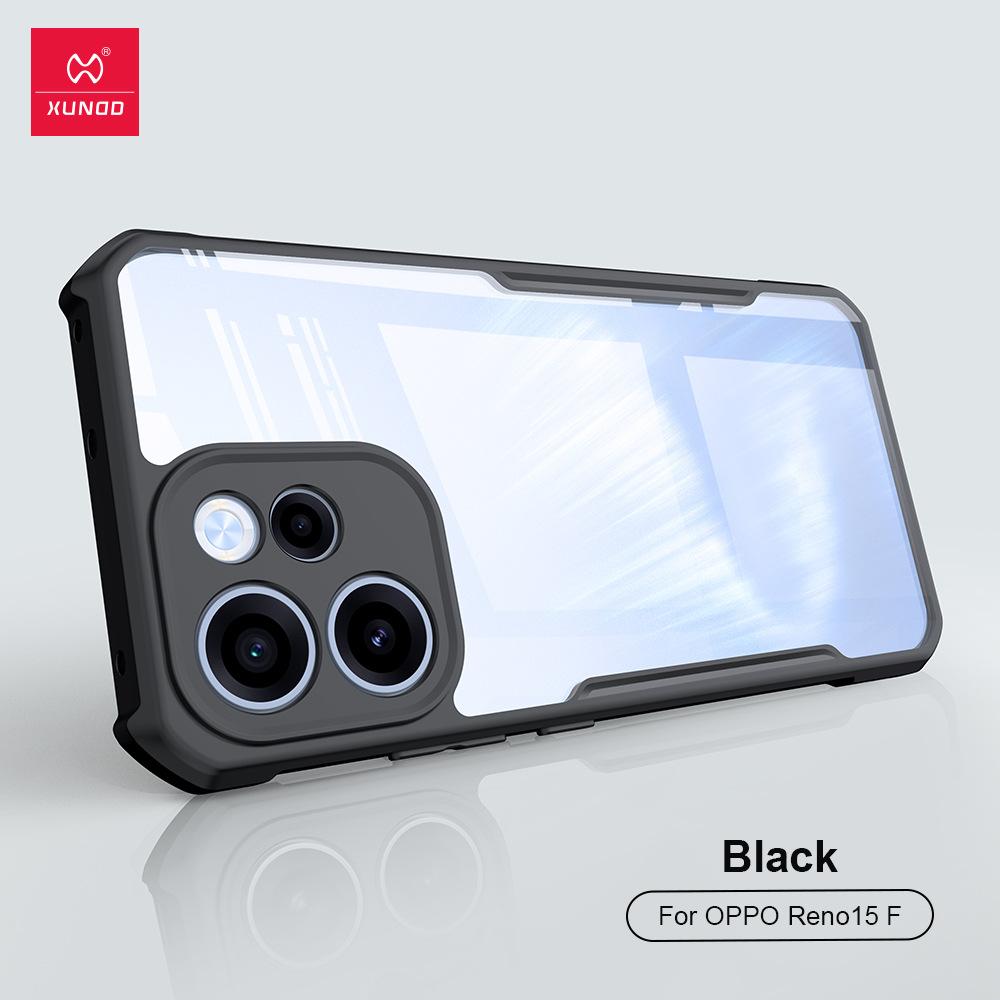 

For Oppo Reno15 Reno 15 F Case XUNDD Luxury Casing Airbag Shockproof Bumper Protective Cases Transparent Back Cover For Oppo Reno 15 F (Global Version) чорний