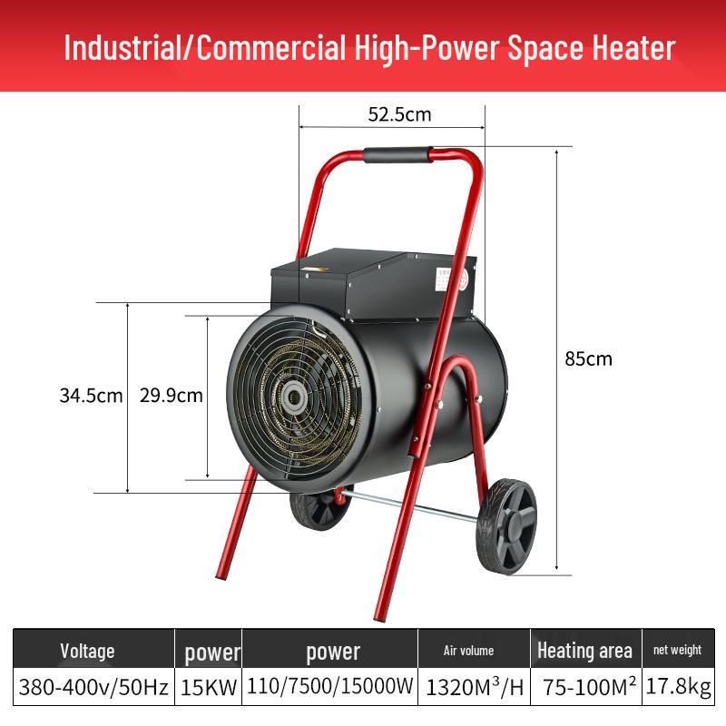 Compact High-Power Industrial Fan Heater for Rapid Heating, Ideal for Home, Breeding Farms, and Desktops.
