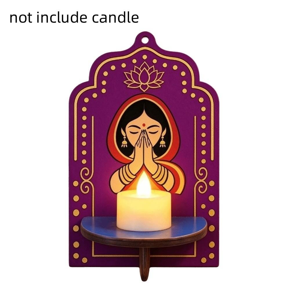 India Pray Girl Wall Storage Rack Lotus Flower Wall Display Stand Decorative Wall Decor Home