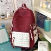 Schoolbag schoolbag female student solid color simple Japanese high-value girl backpack large capacity lightweight versatile casual backpack