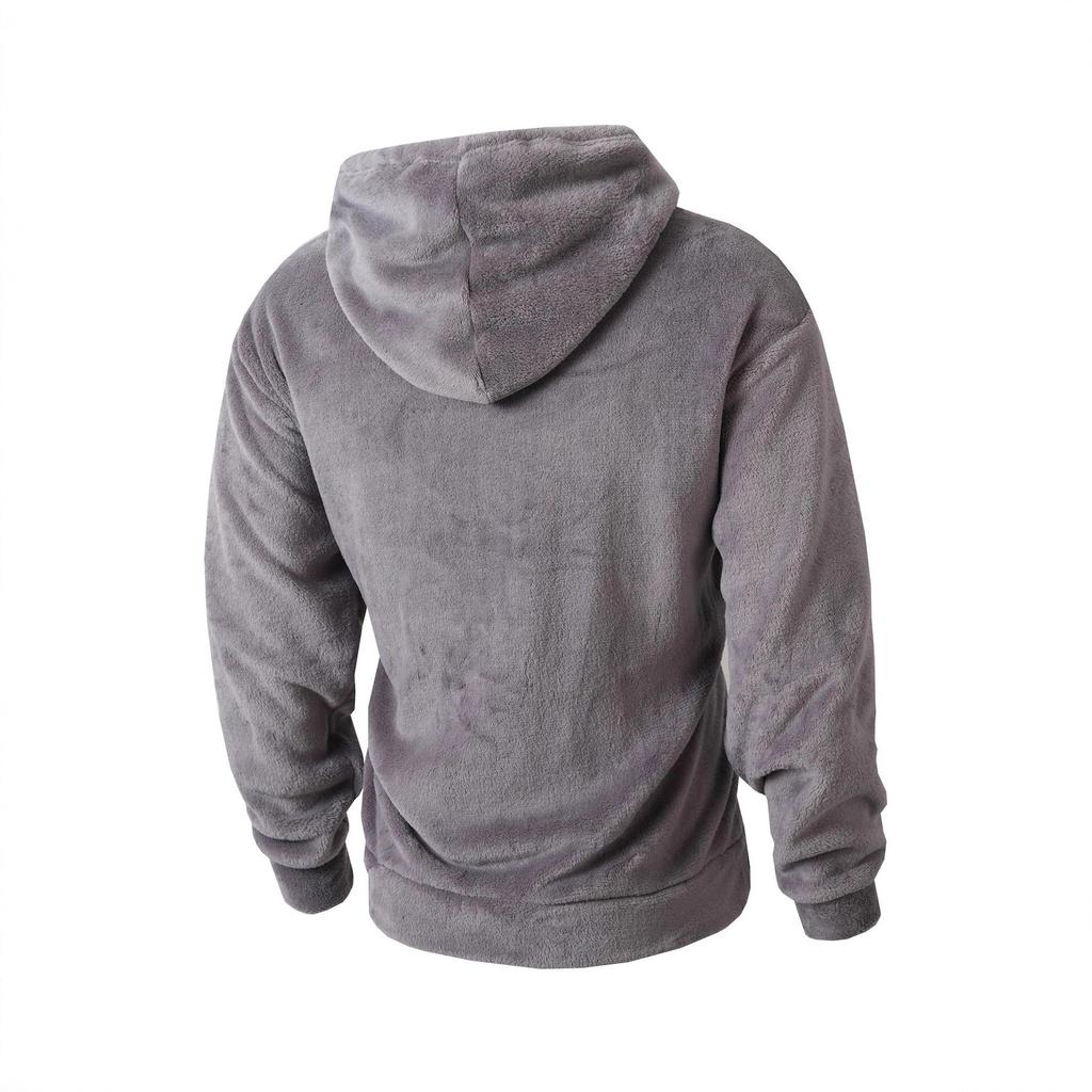Autumn and Winter Men's Loose Hooded Sweatshirt Casual Coral Velvet Warm Pullover Jacket