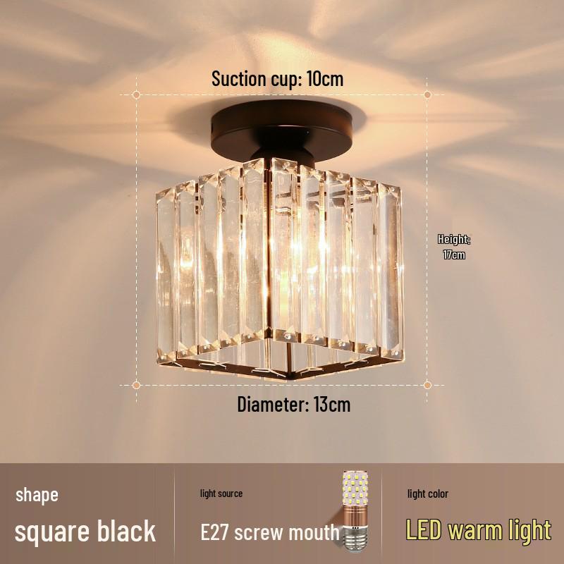Crystal Ceiling Light for Modern Spaces - Elegant, Simple, Nordic Design for Corridors, Balconies, Entrances, and Bedrooms