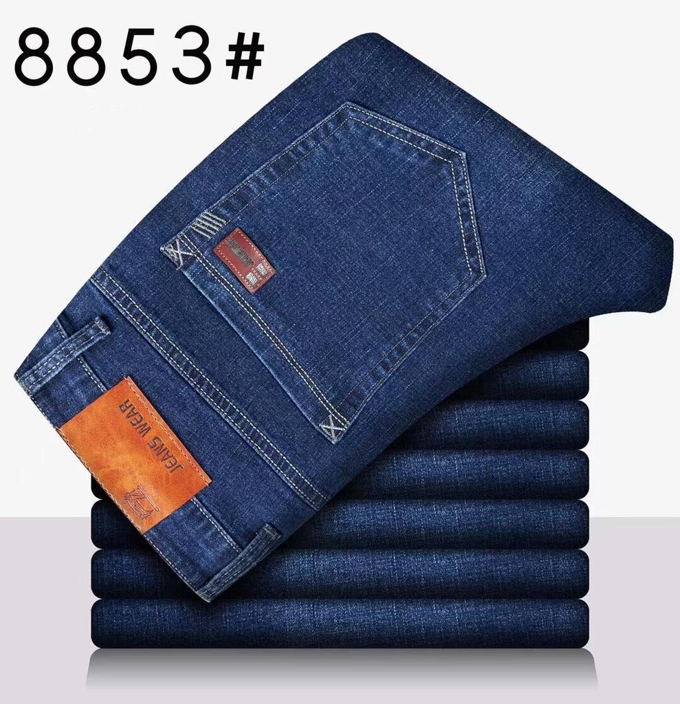 Padded and Thickened Jeans Men's Autumn and Winter Section of the New Loose Straight with Velvet Warm Men's Winter Trousers
