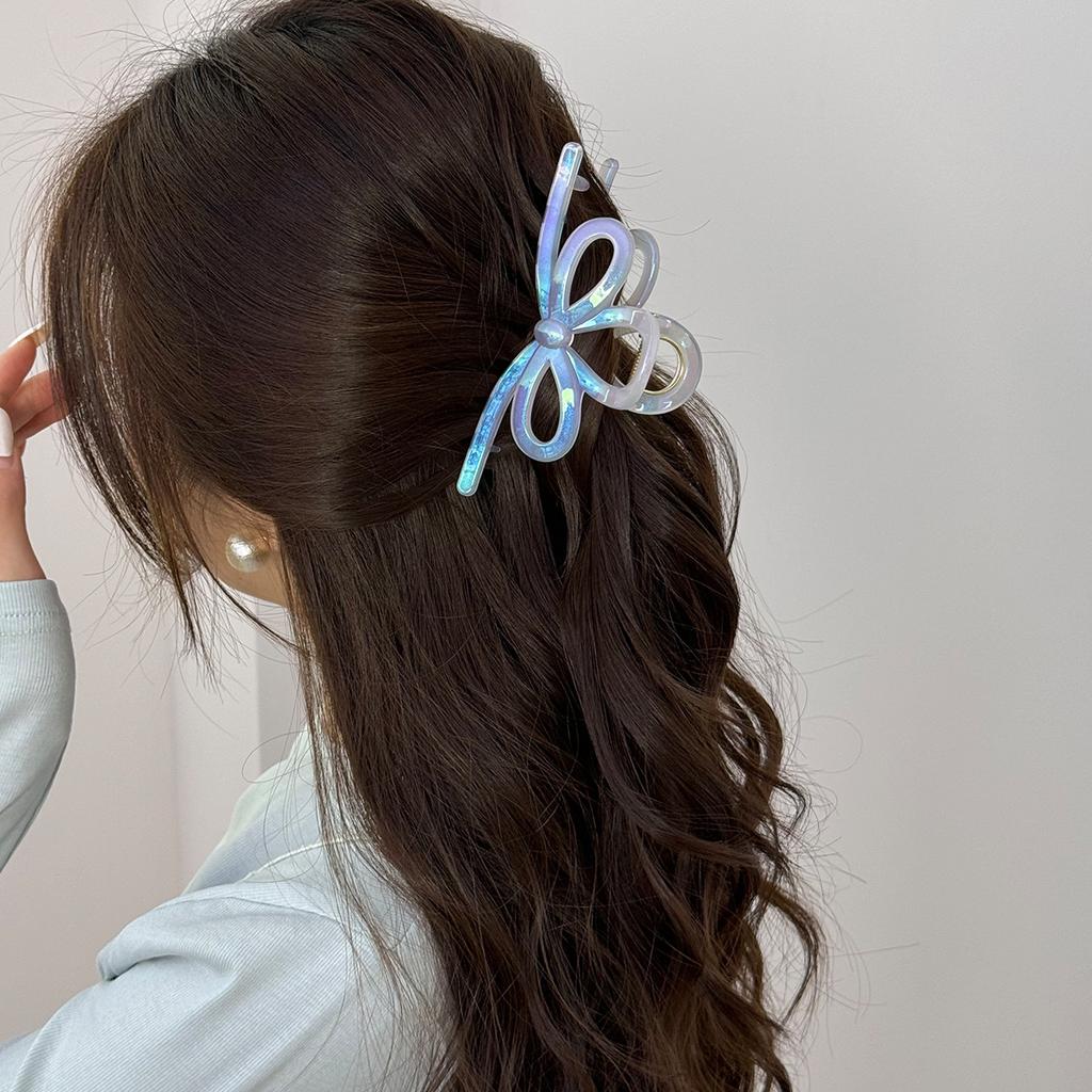 South Korea senior sense mermaid colorful bow large grab clip female back the head spoon plate hair shark ponytail new in