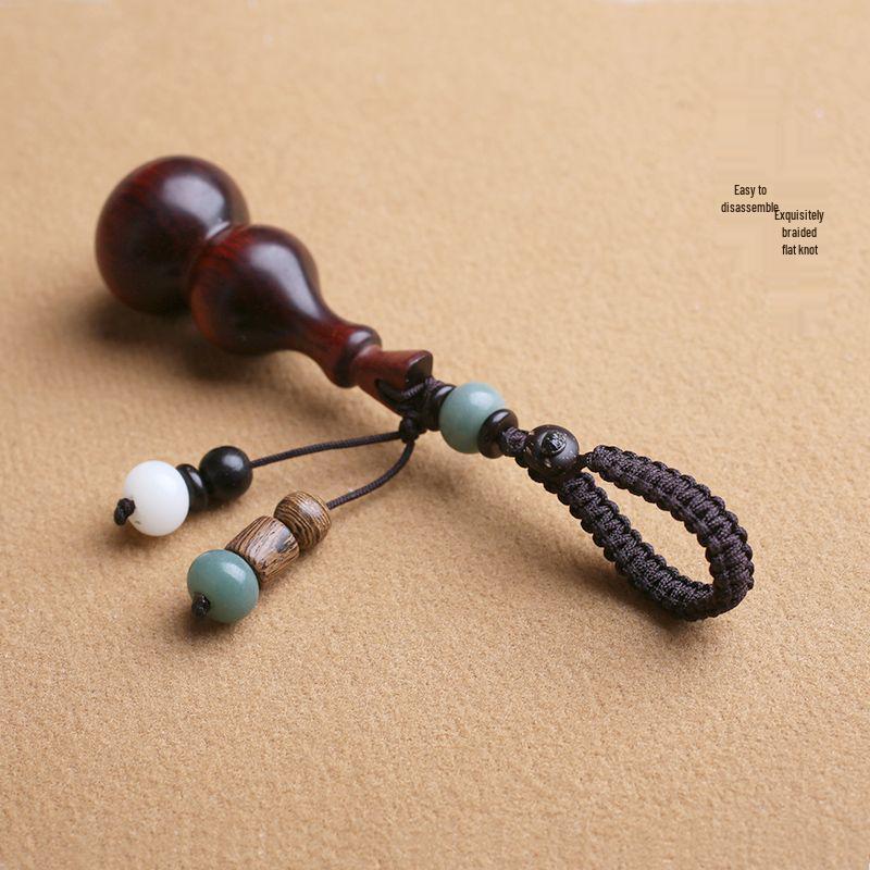 Handcrafted Sandalwood Gourd Keychain Pendant for Men, Women, and Couples
