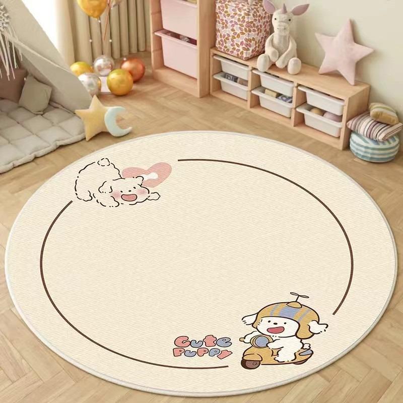 Round Circle Soft Mat Cute Cartoon Bedroom Carpet Computer Chair Floor Rugs Living Room Sofa Swivel Chair Mat Foot Pad Kids Love