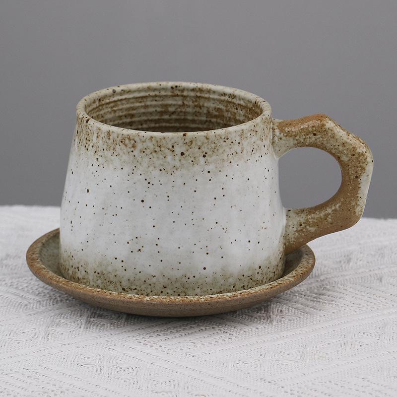 Retro Ceramic Cup and Saucer Set - Niche Design Creative Coffee Mug