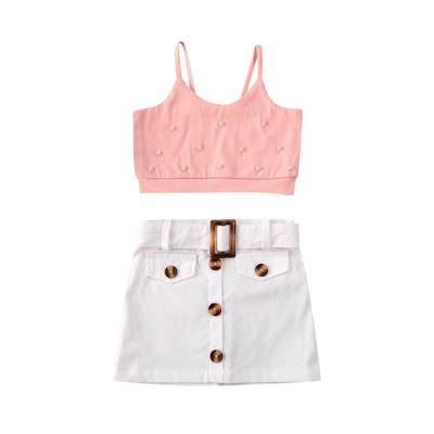 1-5Years Kid Girls Summer Clothing Infant Crops Sleeveless Tank Top Shirt Mini White Skirt Fashion Set