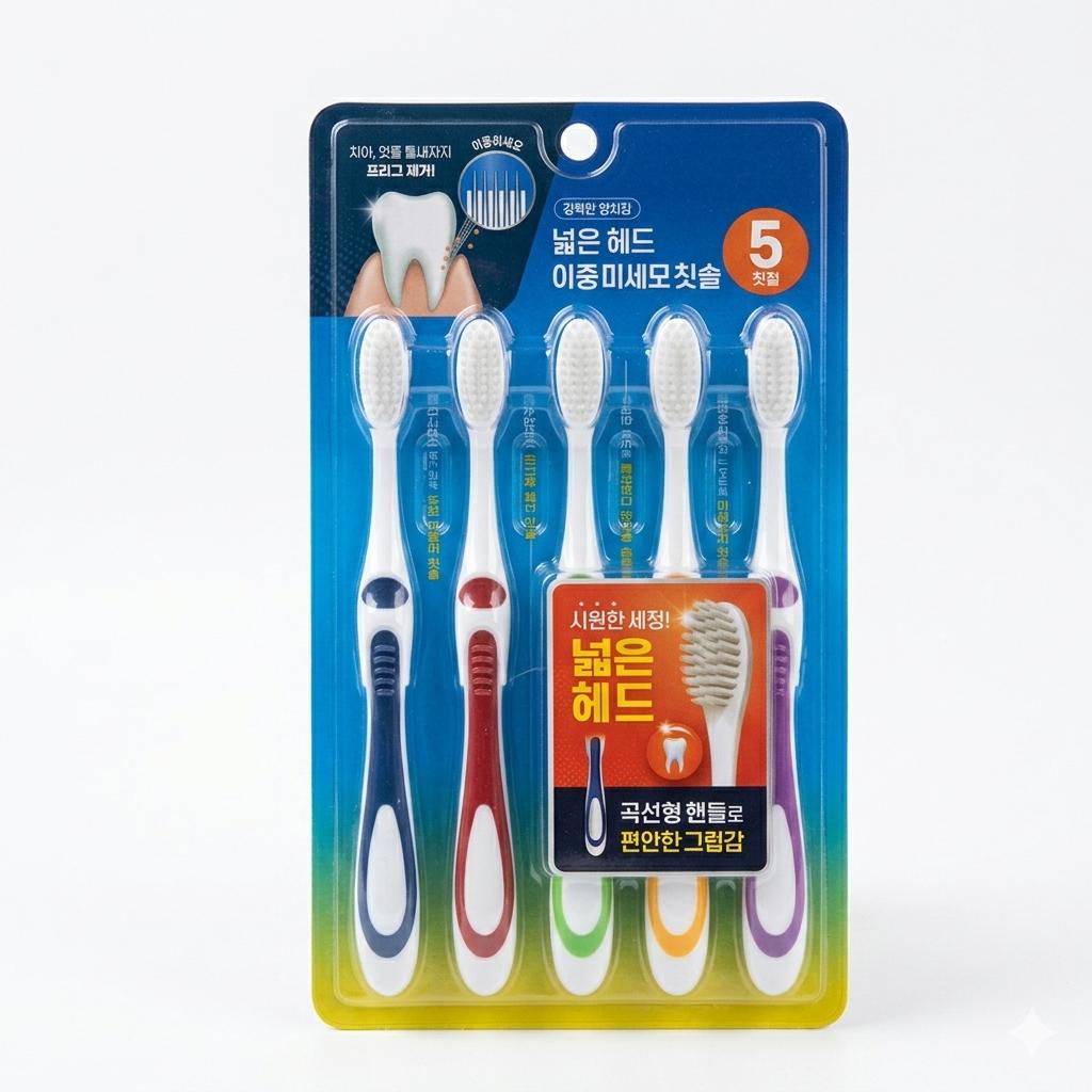 Strong Cleaning Dual Micro-Bristle Toothbrush 5Pack