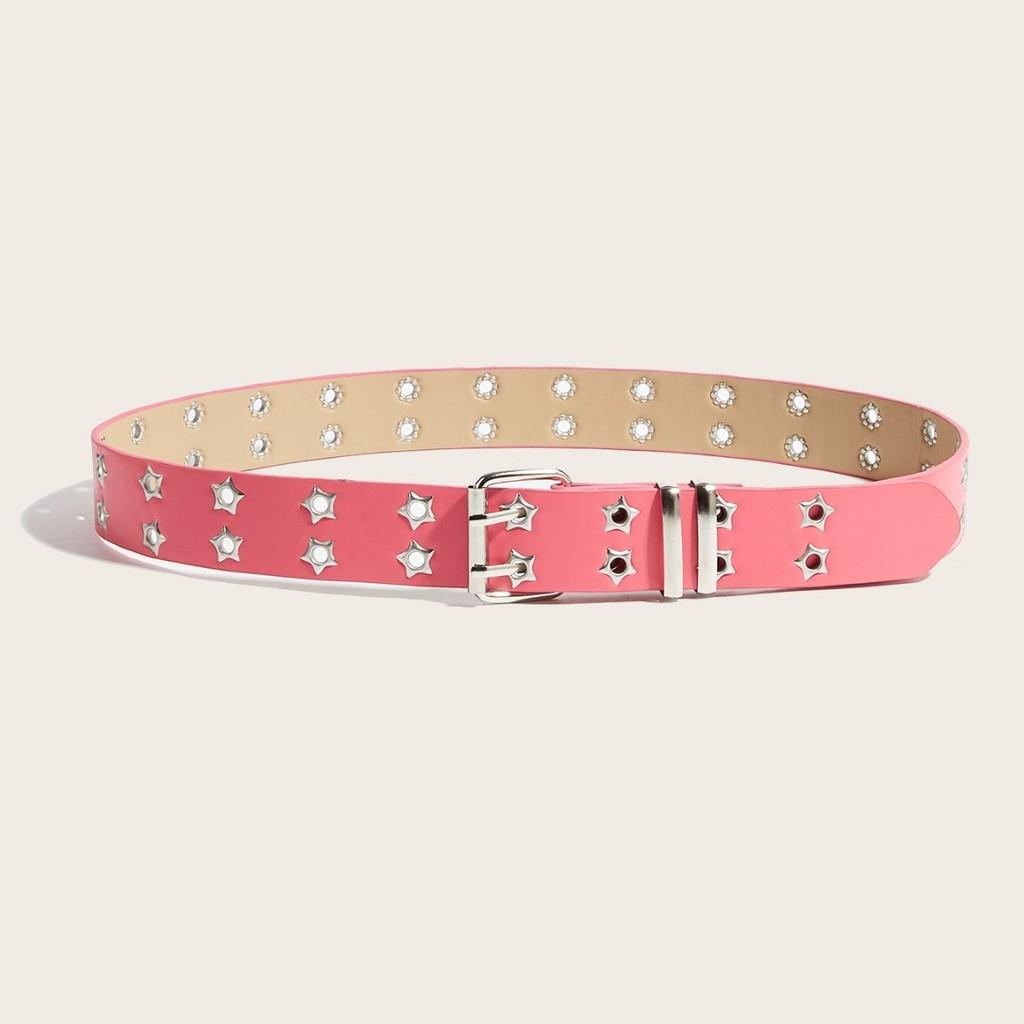 Punk Design Star Shape Pu Belt With Double Pin Closure For Street Style