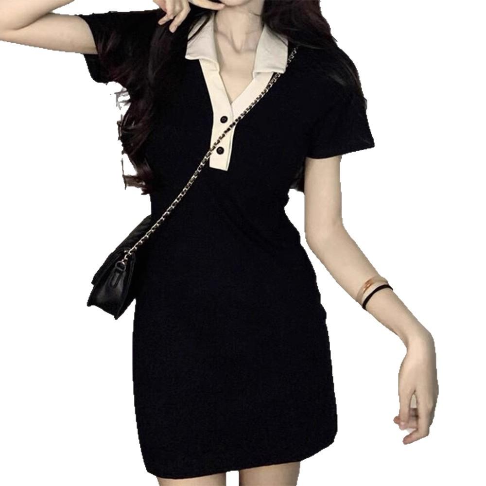 Korean Version of Polo Collar Short-sleeved Dress Women's 2026 Summer Slim and Thin Sexy Hot Girl Small Hip-wrapped Short Skirt