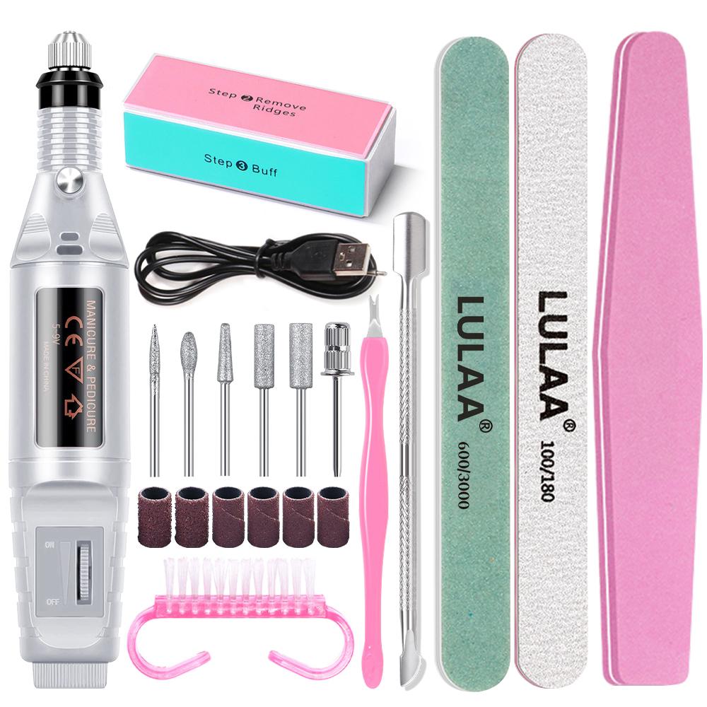 Electric Nail Drill Machine Set Portable Nail File Equipment Strong Nail Polishing Tool USB Manicure Electric With nail Tools