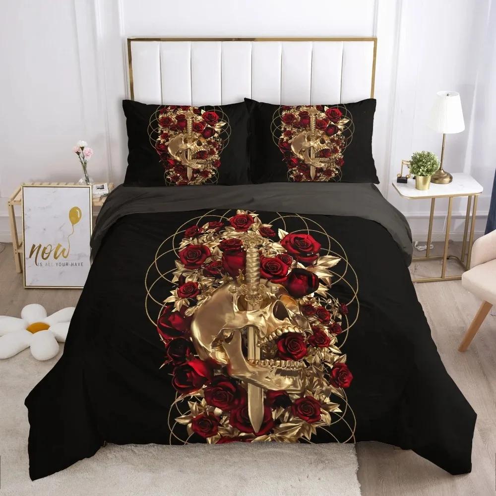 3D Scream Horror Skull Duvet Cover Set Queen Size Sugar Skull Bedding Sets Single Twin Full King Comforter Cover Bedroom Decor