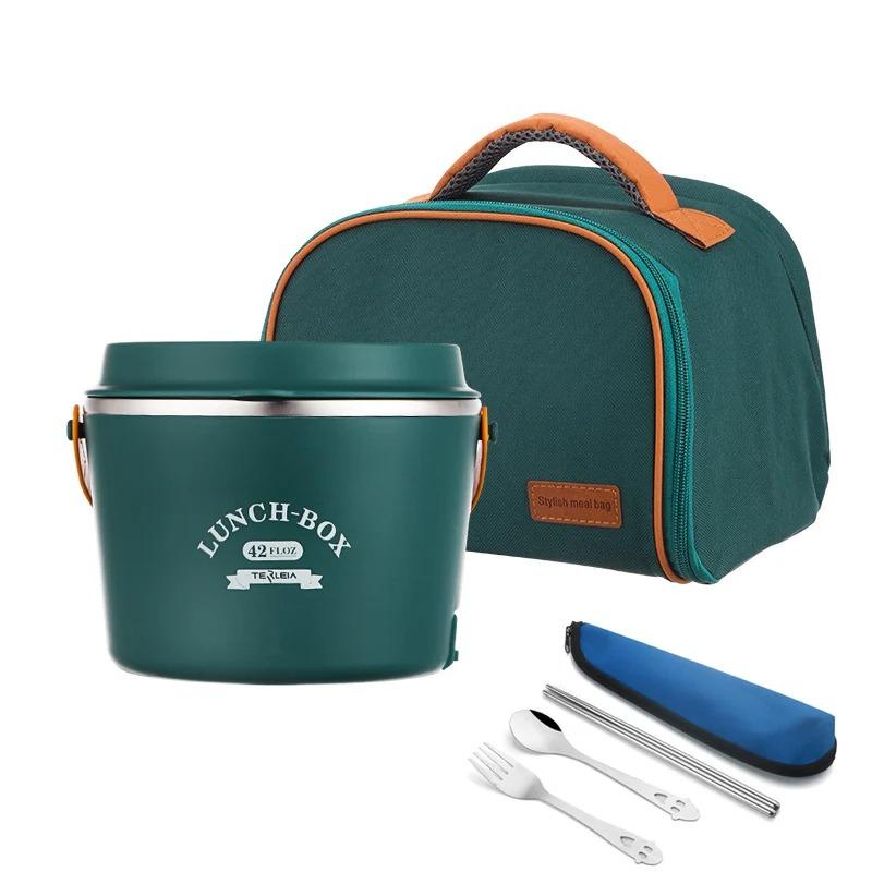 

Портативный ланч-бокс с электроподогревом емкостью 1,2 л, из нержавеющей стали, контейнер для подогрева пищи, для офиса, автомобиля, пикника, рисоварки AU зелёный