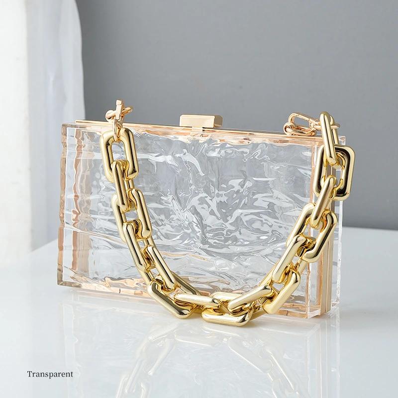 

New Ice Cracks Acrylic Handbags Female Transparent Box Bags Fashion Candy Color Shoulder Crossbody Bags Luxury Designer Handbag прозрачный