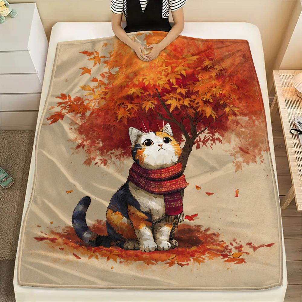Cute Cats Print Flannel Blanket, High Quality Comfortable for All Seasons, Home Decor, Warmth and Comfort
