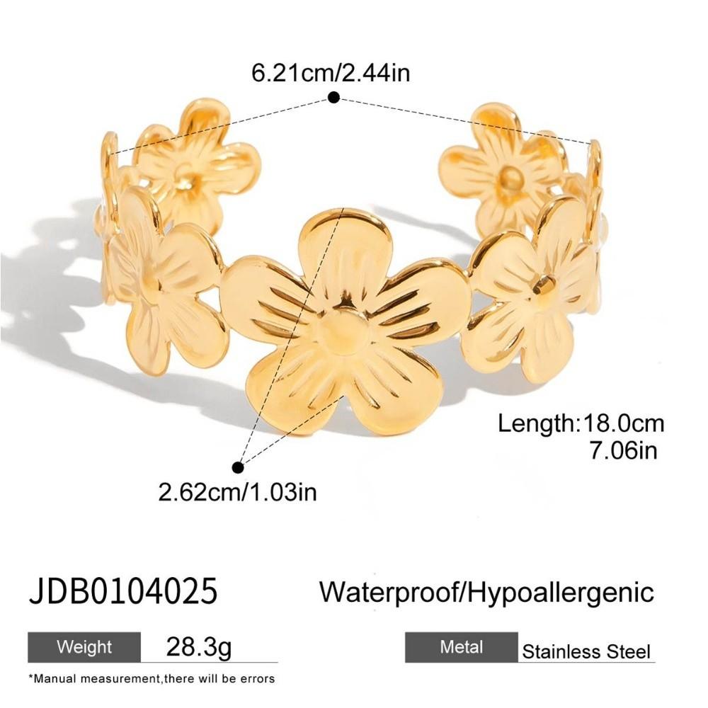 Hollow Flower Open Cuff Bracelets Irregular Stainless Steel Bracelets Geometric Bangles Jewelry