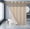 No Hook Shower Curtain with Snap In Liner, 230GSM Waffle Weave Shower Curtains for Bathroom, Hotel Grade,Spa Like Bath Curtain