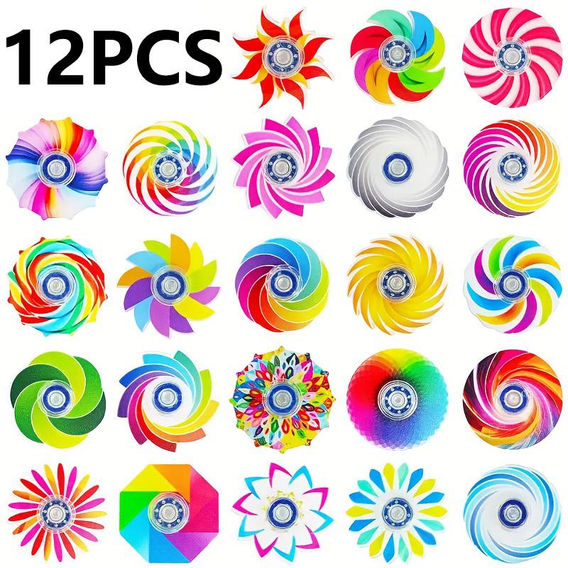 12/24 stuks Regenboog Fidget Spinner DIY Vinger Spinner Anti Angst Stressverlichtend Speelgoed voor Kinderen Volwassenen yellow