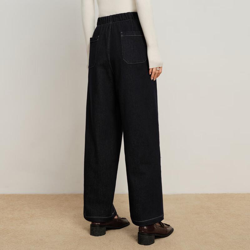 Elva' Island Women's Elastic Waist Straight Leg Denim Pants