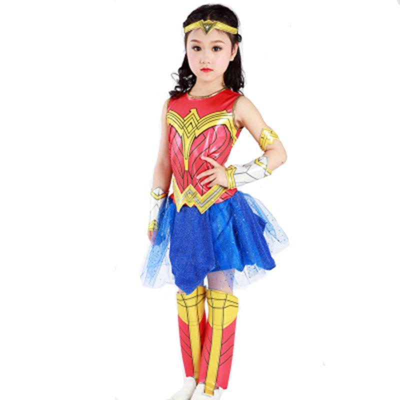 

Детский костюм на Хэллоуин Бэтмен Ребенок Мальчик Девочка Косплей Костюм #15 Wonder Woman（7pcs）,M(120-130cm)
