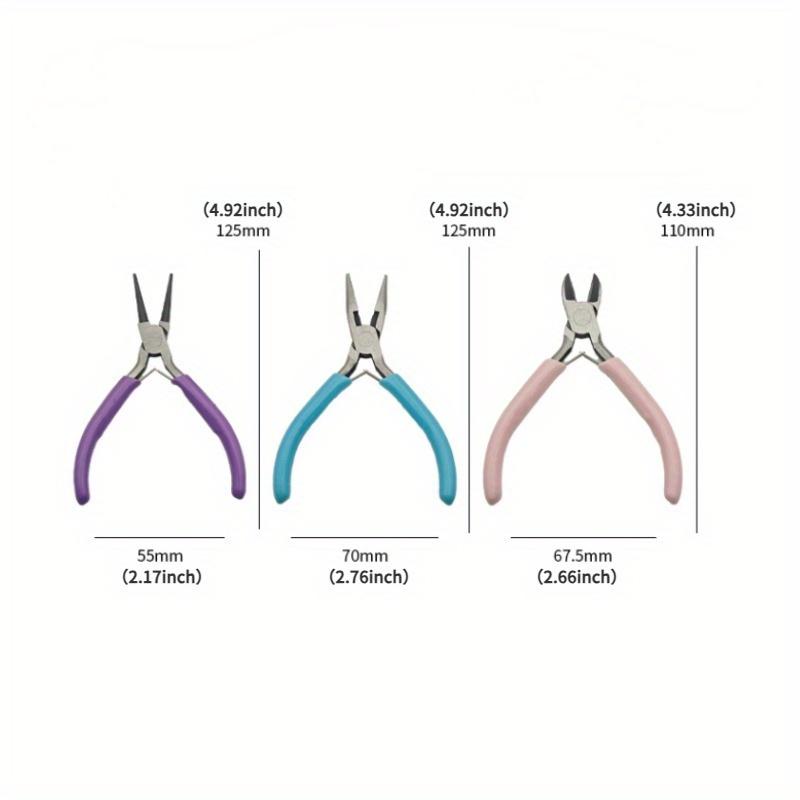 3 ks/sada kleští na šperky Barevné multifunkční kleště s jehlovými čelistmi Diagonální kleště s kulatými čelistmi DIY Ručně vyráběné mini kleště na šperky