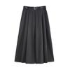 Autumn/Winter 2025 High-Waist Pleated A-Line Skirt - Slimming Woolen Mid-Length for Women