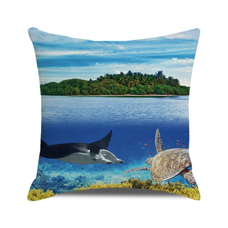 Home Decor Underwater World: Sea Creatures & Mysteries Pattern Cushion Cover Suitable for Sofa Bedroom Car Pillow Cover