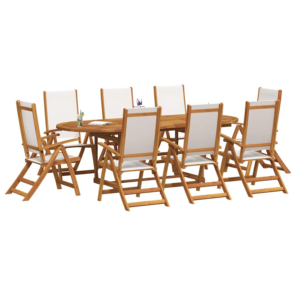 Vidaxl 7-Cz. Garden Furniture Set, Solid Acacia Wood and Textilene