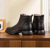 Johnature Thick And Warm Cotton Shoes Women's Winter Genuine Leather Anti Slip Low Heel Plush Short Boots