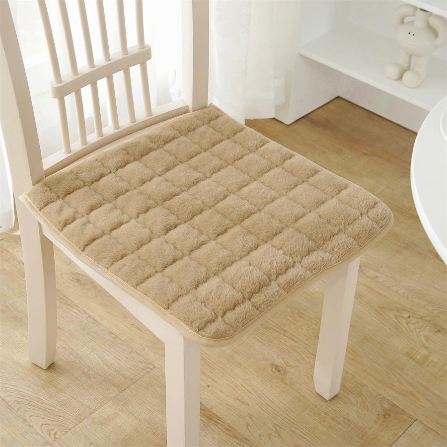 2PCS Winter Plush Meal Chair Cushion Chair Cushion Thickened Solid Color Chair Cushion Office Seat Cushion