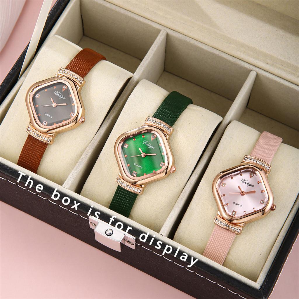 Fashion Womens Square Dial Quartz Watch With Faux Leather Strap For Casual Wear