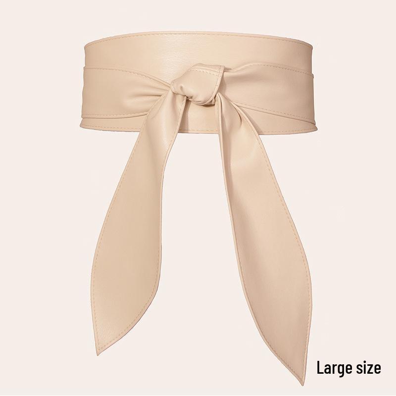 Women's Elegant Wide Waist Belt with Soft Bow Ribbon - Extra Long and Versatile