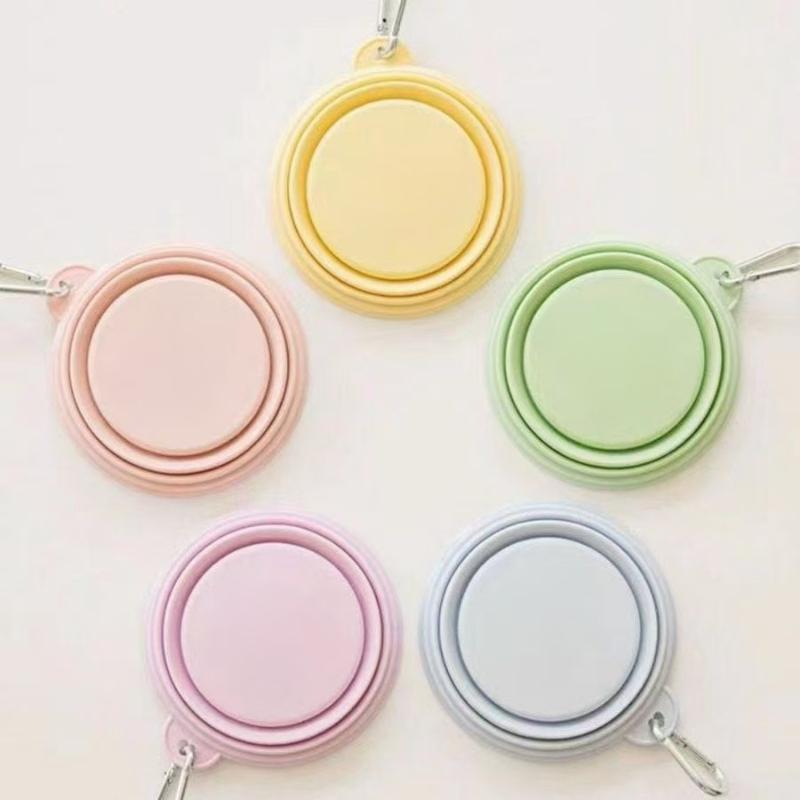 Macaron Folding Bowl For Dogs Going Out Portable Folding Bowl Pets Eating Bowl Outdoor Drinking Bowl Drinking Water