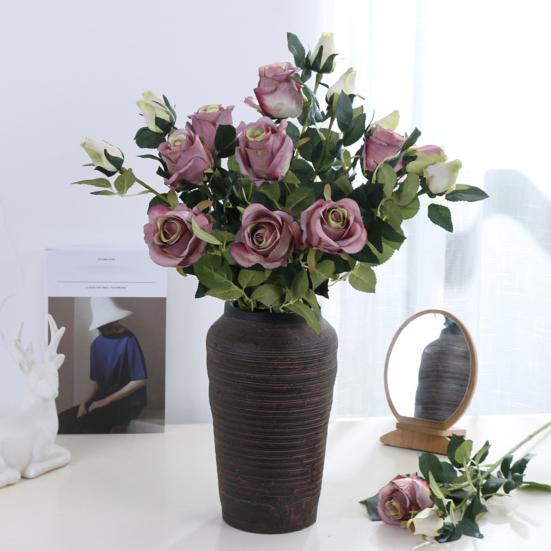 Artificial Rose Multi-use Bright-colored Faux Silk Flower Simulation Flower Display Decoration