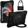 Hybrid Stand Case for Samsung Galaxy Tab A8 10.5 SM-X200 X205 X207 Armor Cover With Rotating Portable Handle Grip Shoulder Strap