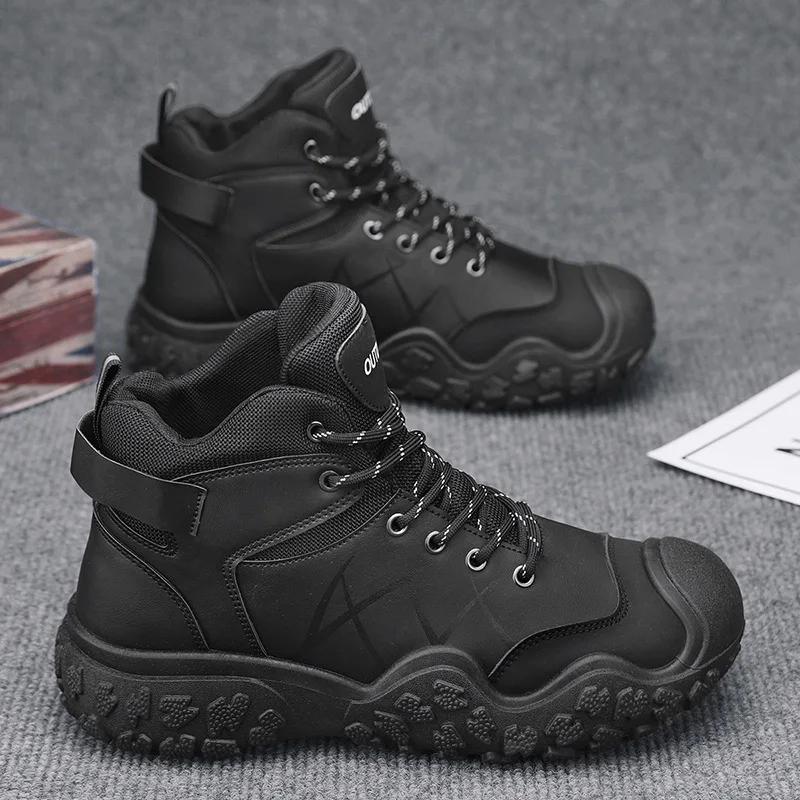 Men Climbing Boots High Top Non-slip Casual Sneakers Men Autumn New Anti-slip Wear-resistant Boots Outdoor Mountaineering Boots