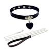Bdsm Bondage Cosplay Leather Choker Adjustable Heart Collar Leash Gothic Bell Neck Jewelry
