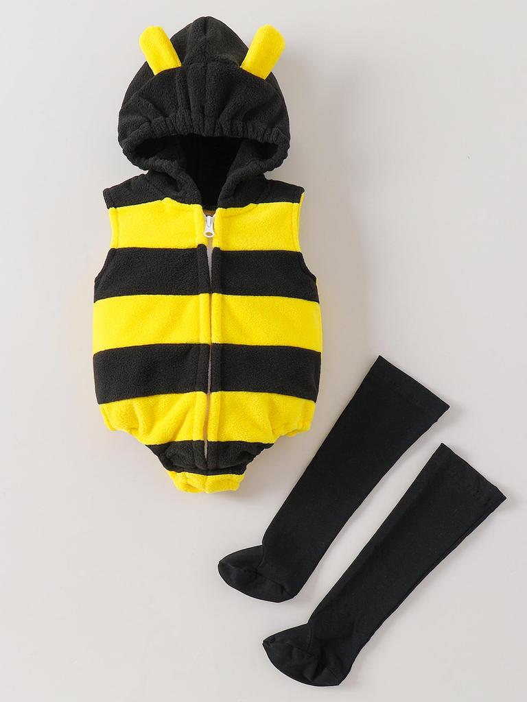 Little Bee Fleece Onesie & Muts Set voor Baby's - Warme Herfst/Winter Kleding
