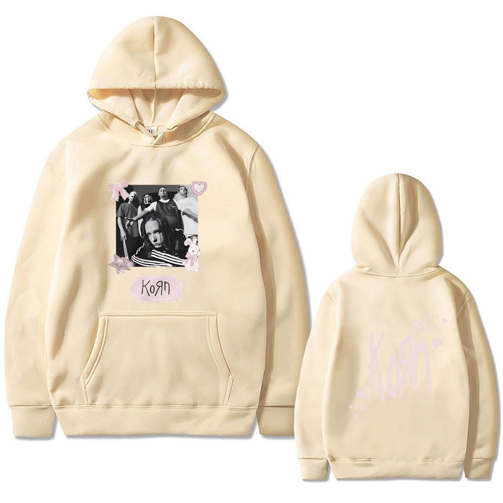 Rock Band Korn Vintage Oversized Hoodie Men Women Funny Kawaii Cute Pink Merch Hoodies Male Alternative Nu Metal Music Pullover