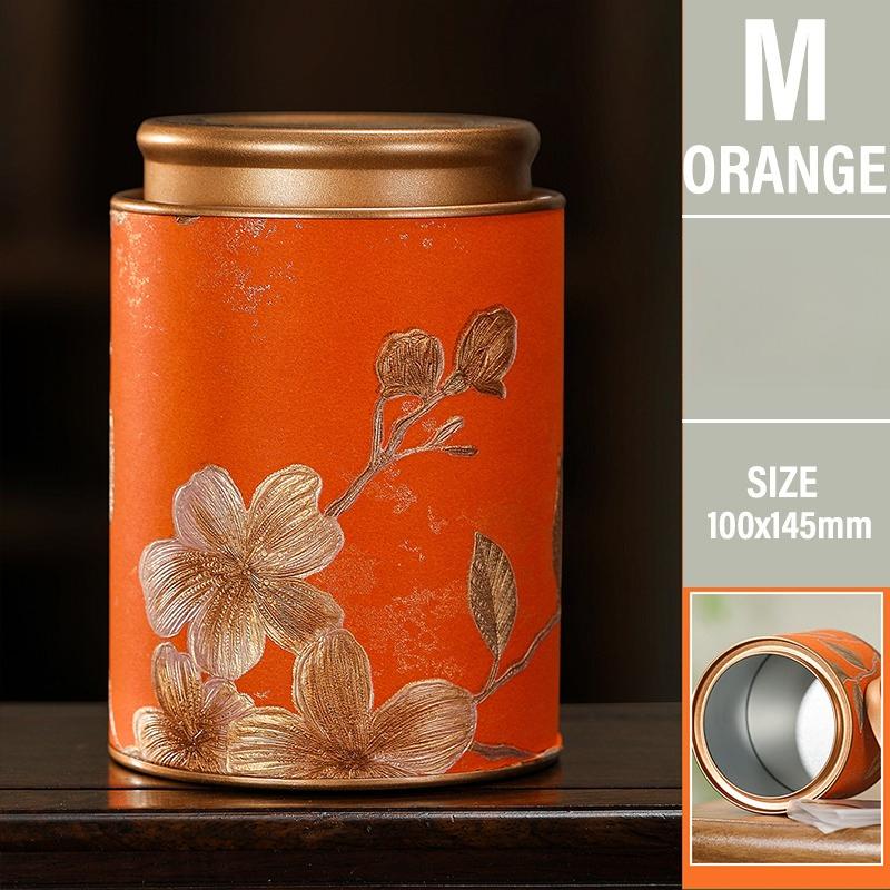 Flower Pattern Empty Tea Tin Can Household Green Black Tea Sealed Jar Spice Jars Small Packaging Gift Box Tinplate Storage Can