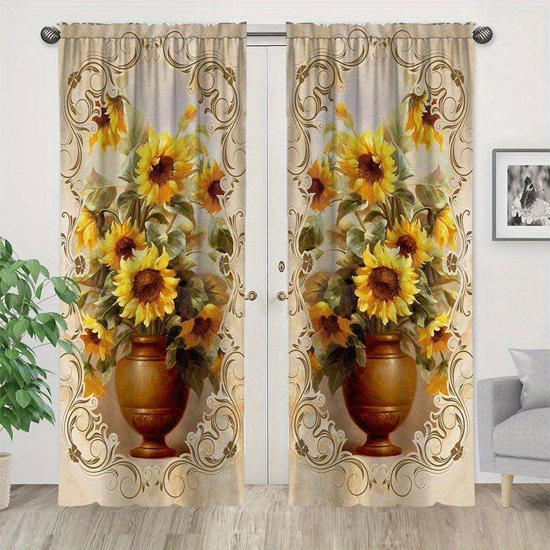 2pcs Elegant Yellow Window Curtains for Living Room, Bedroom, and Dorm Room Grommet Top Drapes for Study Room and Kitchen Decor