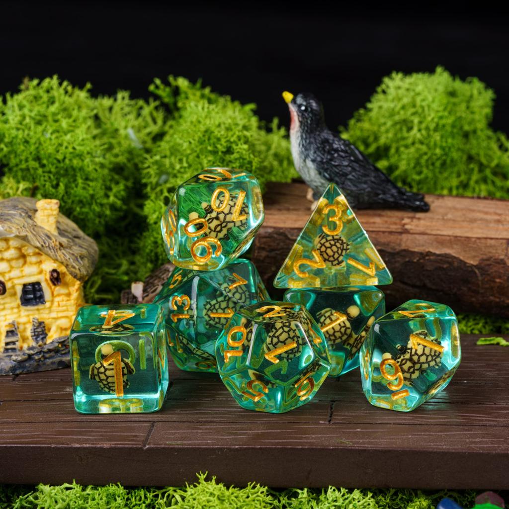 Cusdie Dadi Animali DnD Carini Resina 7 Pezzi Vari D4 D6 D8 D10 D% D12 D20 Set di Dadi Poliedrici per Giochi di Ruolo D&D Giochi da Tavolo