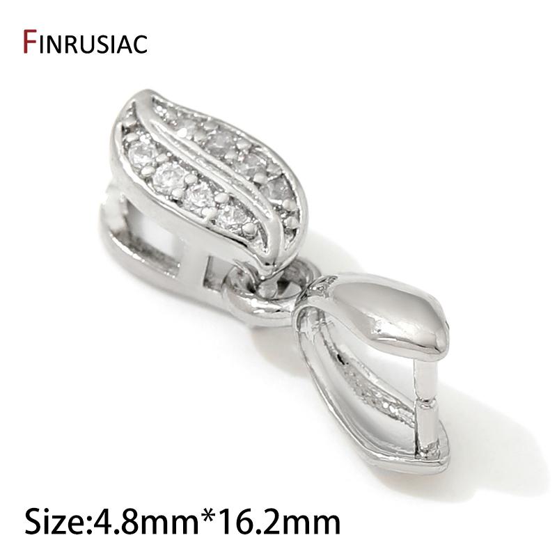 

Brass Crystal Agate Pendant Pinch Bails,18k Real Gold Plated Inlaid Zircon Pendant Clips Clamp Pinch Bail,Supplies For Jewelry 2 pieces